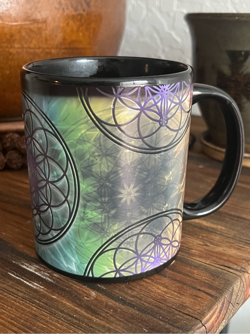 Color changing sacred geometry, coffee/tea mug